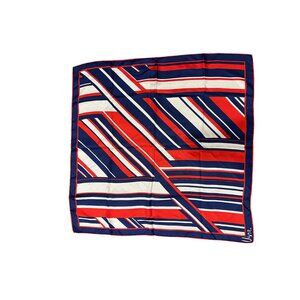 Vintage Vera Neumann Red Blue Striped Silk Scarf Square Shawl Wrap Lightweight